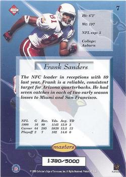 1999 Collector's Edge Masters #7 Frank Sanders Back