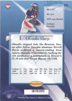 1999 Collector's Edge Masters #63 Olandis Gary Back