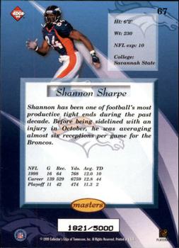 1999 Collector's Edge Masters #67 Shannon Sharpe Back