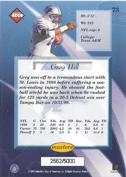 1999 Collector's Edge Masters #73 Greg Hill Back