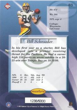 1999 Collector's Edge Masters #83 Bill Schroeder Back