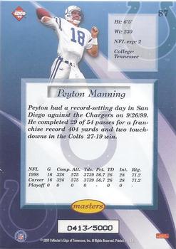 1999 Collector's Edge Masters #87 Peyton Manning Back