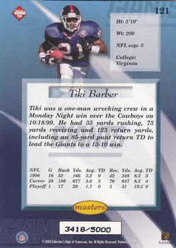 1999 Collector's Edge Masters #121 Tiki Barber Back