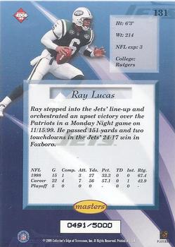 1999 Collector's Edge Masters #131 Ray Lucas Back