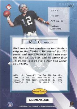 1999 Collector's Edge Masters #136 Rich Gannon Back