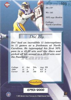 1999 Collector's Edge Masters #151 Dre' Bly Back