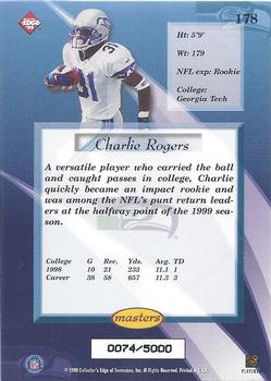1999 Collector's Edge Masters #178 Charlie Rogers Back
