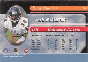 1999 Collector's Edge Odyssey #16 Chris McAlister Back