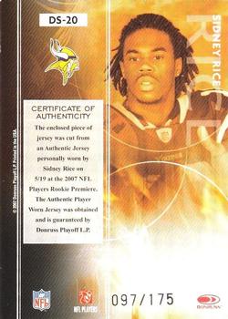 2007 Leaf Rookies & Stars - Dress for Success Jerseys #DS-20 Sidney Rice Back