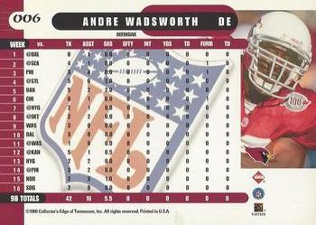 1999 Collector's Edge Supreme #006 Andre Wadsworth Back