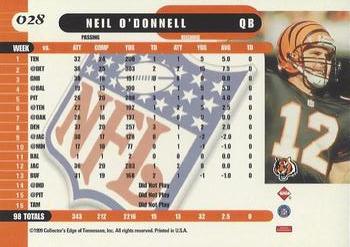 1999 Collector's Edge Supreme #028 Neil O'Donnell Back