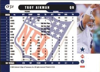 1999 Collector's Edge Supreme #031 Troy Aikman Back