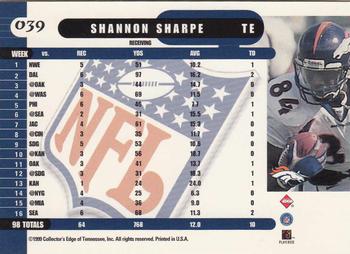 1999 Collector's Edge Supreme #039 Shannon Sharpe Back