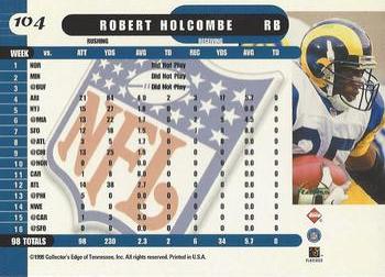 1999 Collector's Edge Supreme #104 Robert Holcombe Back