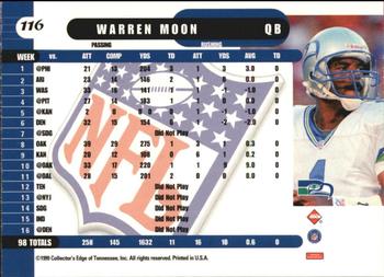 1999 Collector's Edge Supreme #116 Warren Moon Back