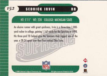 1999 Collector's Edge Supreme #152 Sedrick Irvin Back