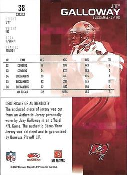 2007 Leaf Rookies & Stars - Materials Gold Retail #38 Joey Galloway Back