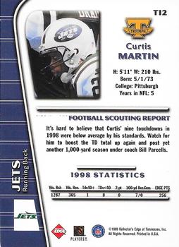 1999 Collector's Edge Triumph #T12 Curtis Martin Back