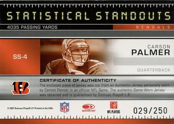 2007 Leaf Rookies & Stars - Statistical Standouts Materials #SS-4 Carson Palmer Back