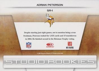 2007 Leaf Rookies & Stars - Studio Rookies #SR-1 Adrian Peterson Back
