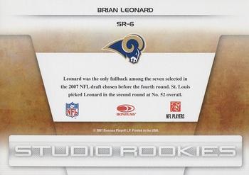 2007 Leaf Rookies & Stars - Studio Rookies #SR-6 Brian Leonard Back