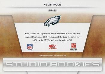 2007 Leaf Rookies & Stars - Studio Rookies #SR-21 Kevin Kolb Back