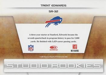 2007 Leaf Rookies & Stars - Studio Rookies #SR-32 Trent Edwards Back