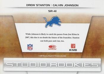 2007 Leaf Rookies & Stars - Studio Rookies #SR-41 Drew Stanton / Calvin Johnson Back