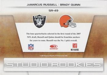 2007 Leaf Rookies & Stars - Studio Rookies #SR-49 JaMarcus Russell / Brady Quinn Back