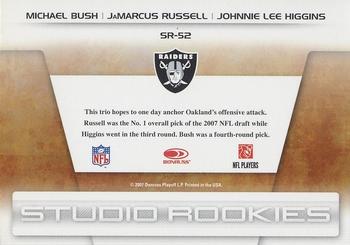 2007 Leaf Rookies & Stars - Studio Rookies #SR-52 Michael Bush / JaMarcus Russell / Johnnie Lee Higgins Back