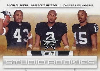 2007 Leaf Rookies & Stars - Studio Rookies #SR-52 Michael Bush / JaMarcus Russell / Johnnie Lee Higgins Front