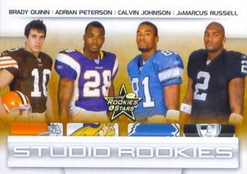 2007 Leaf Rookies & Stars - Studio Rookies #SR-53 Brady Quinn / Adrian Peterson / Calvin Johnson / JaMarcus Russell Front
