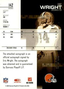 2007 Leaf Rookies & Stars Longevity - Rookie Autographs #142 Eric Wright Back