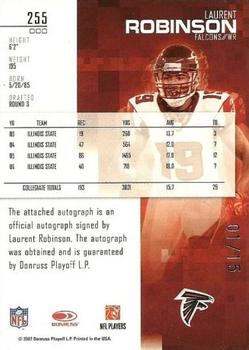 2007 Leaf Rookies & Stars Longevity - Rookie Autographs #255 Laurent Robinson Back