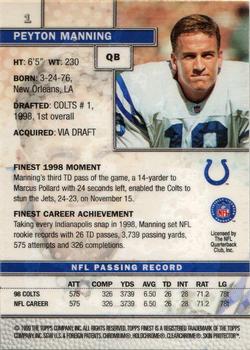 1999 Finest #1 Peyton Manning Back