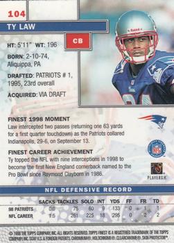 1999 Finest #104 Ty Law Back
