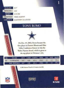 2007 Playoff Absolute Memorabilia - Retail #1 Tony Romo Back