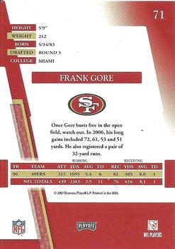 2007 Playoff Absolute Memorabilia - Retail #71 Frank Gore Back
