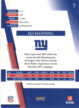 2007 Playoff Absolute Memorabilia - Retail #7 Eli Manning Back