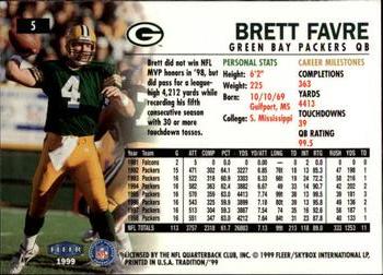 1999 Fleer Tradition #5 Brett Favre Back