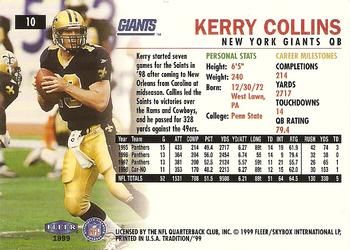 1999 Fleer Tradition #10 Kerry Collins Back