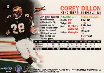 1999 Fleer Tradition #15 Corey Dillon Back