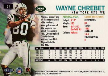 1999 Fleer Tradition #31 Wayne Chrebet Back