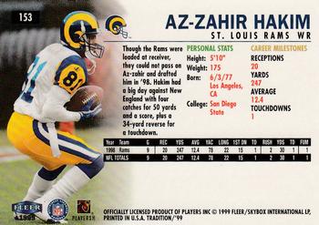 1999 Fleer Tradition #153 Az-Zahir Hakim Back