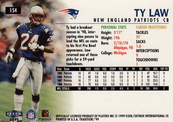 1999 Fleer Tradition #154 Ty Law Back