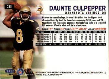 1999 Fleer Tradition #265 Daunte Culpepper Back