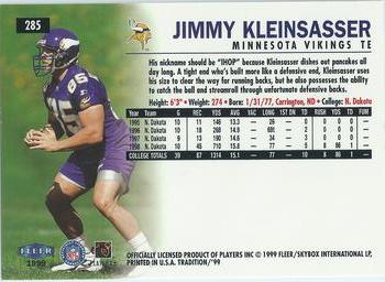 1999 Fleer Tradition #285 Jim Kleinsasser Back