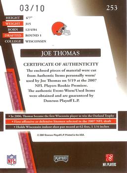 2007 Playoff Absolute Memorabilia - Rookie Premiere Materials AFC/NFC Spectrum Prime #253 Joe Thomas Back