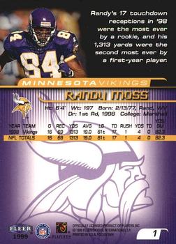 1999 Fleer Focus #1 Randy Moss Back