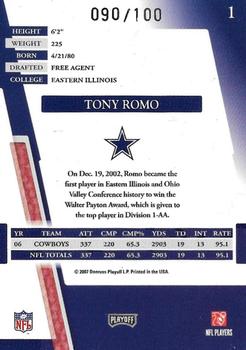 2007 Playoff Absolute Memorabilia - Spectrum Silver #1 Tony Romo Back